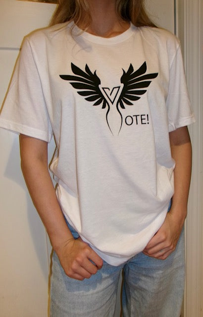 Short Sleeve T-Shirt VOTE! White with Black Logo